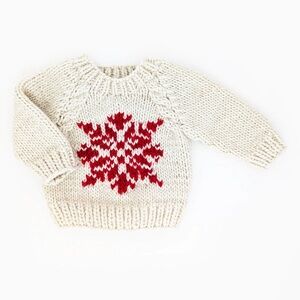 Huggalugs Snowflake Natural Crew Neck Sweater 6/12m NWT